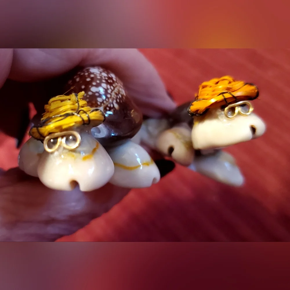 Qyiloy Cartoon Tortoise Set of 2 - Naturel shells Handmade